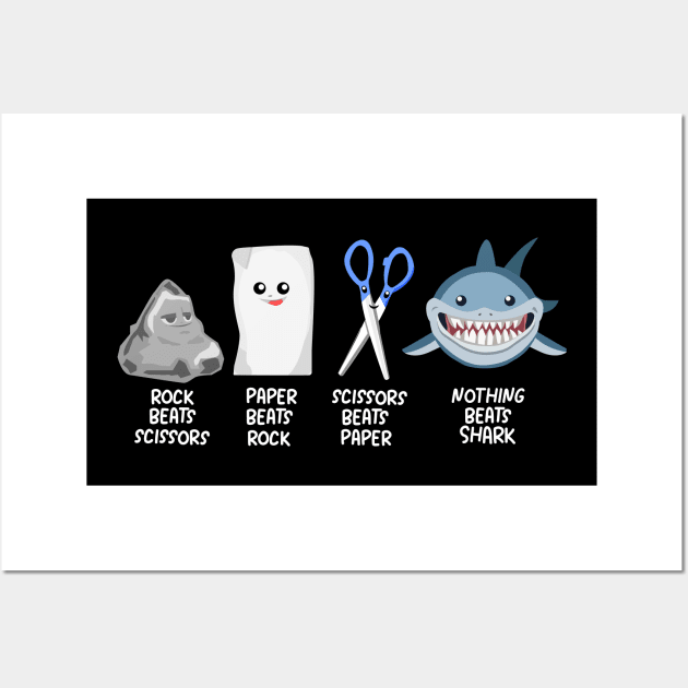 Kids Rock Paper Scissors Shark Wall Art by TheTeeBee